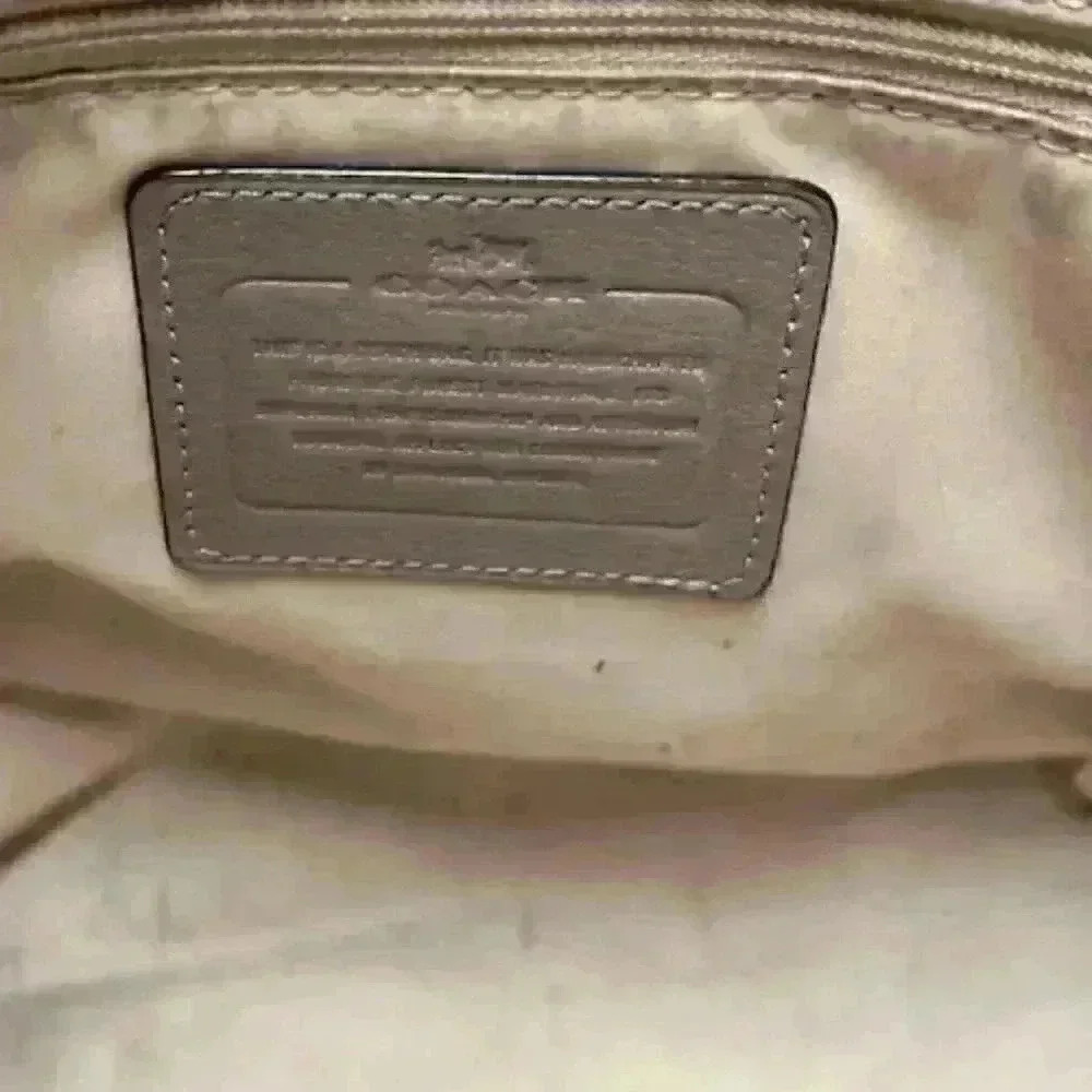 Coach F30965 TAYLOR Leather BOWLER SATCHEL Bag Purse Gray Taupe Color - Picture 12 of 16